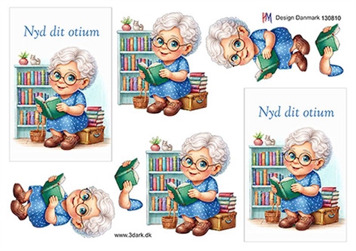 3D Ældre dame med bog